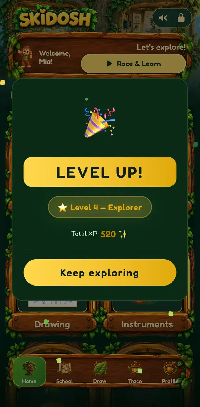 A level-up celebration
